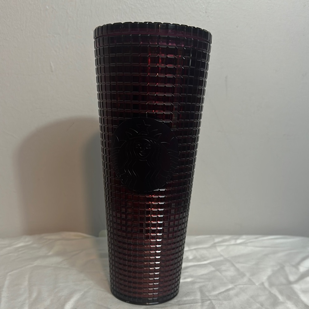 Starbucks Tumbler Berry Plum Grid Disco Christmas Holiday 2020 Studded Cold